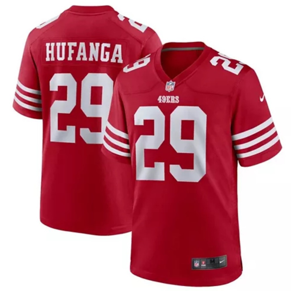 Nike Red 49ers Jersey with Number 29 Hufanga Size M